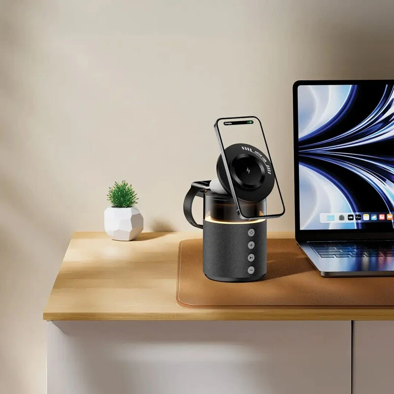 شارژر بی سیم و چراغ رومیزی اسپیکر دار گرین لاین Wireless Charger 5 in 1 - تصویر 5