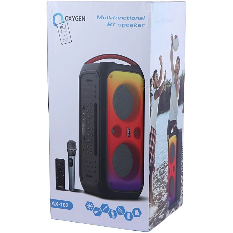 اسپیکر بلوتوثی اکسیژن AX-102 + میکروفون و ریموت کنترل - تصویر 2