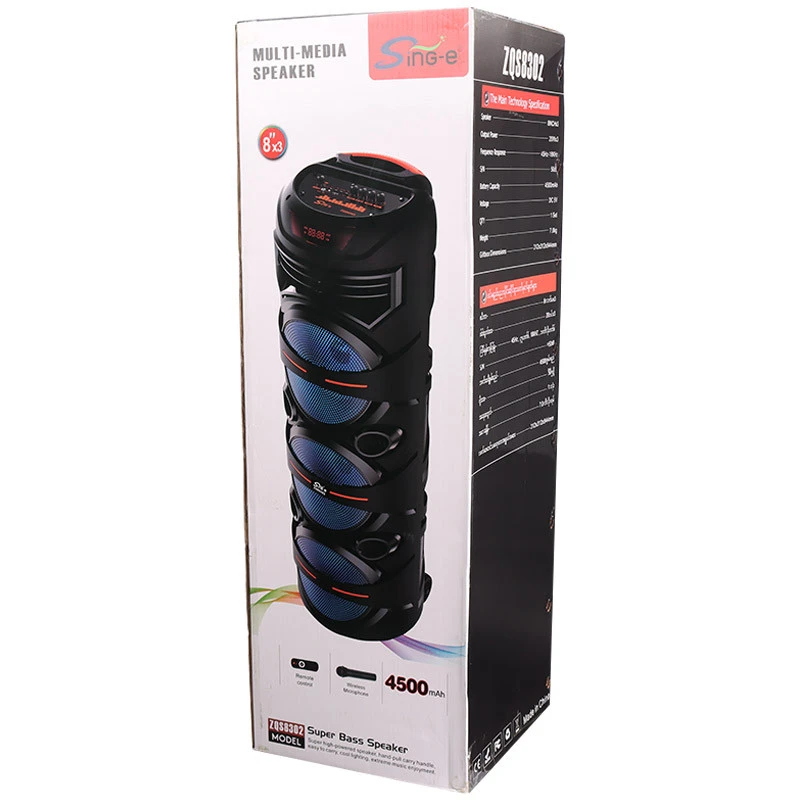 اسپیکر چمدانی بلوتوثی رم و فلش خور Sing-E ZQS8302 + میکروفون و ریموت کنترل - تصویر 2