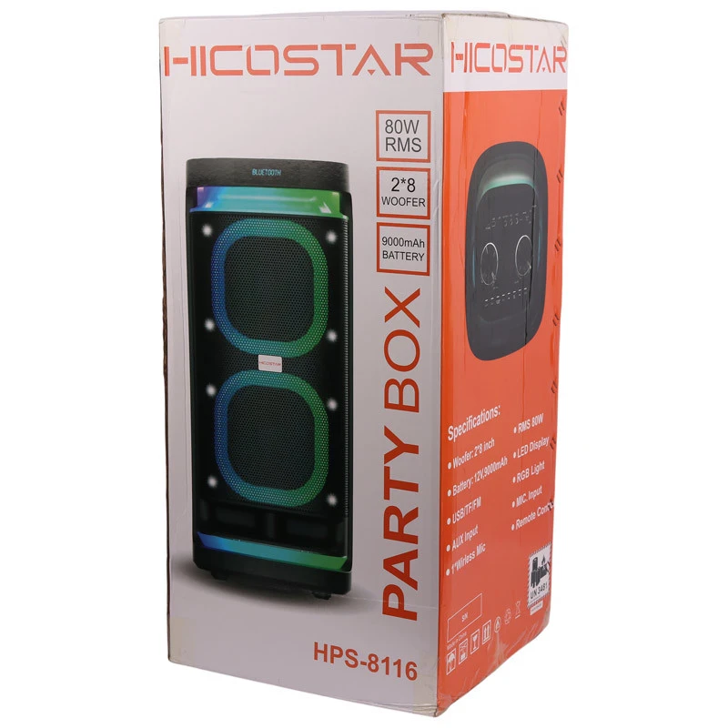 اسپیکر چمدانی بلوتوثی هایکو استار Party Box HPS-8116 + میکروفون و ریموت کنترل - تصویر 2