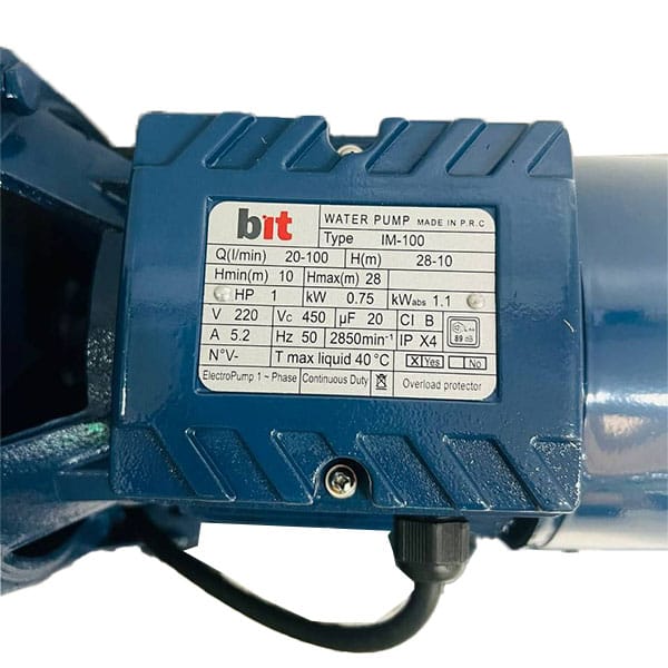 پمپ آب یک اسب بیت تک فاز مدل IM-100 - تصویر 2