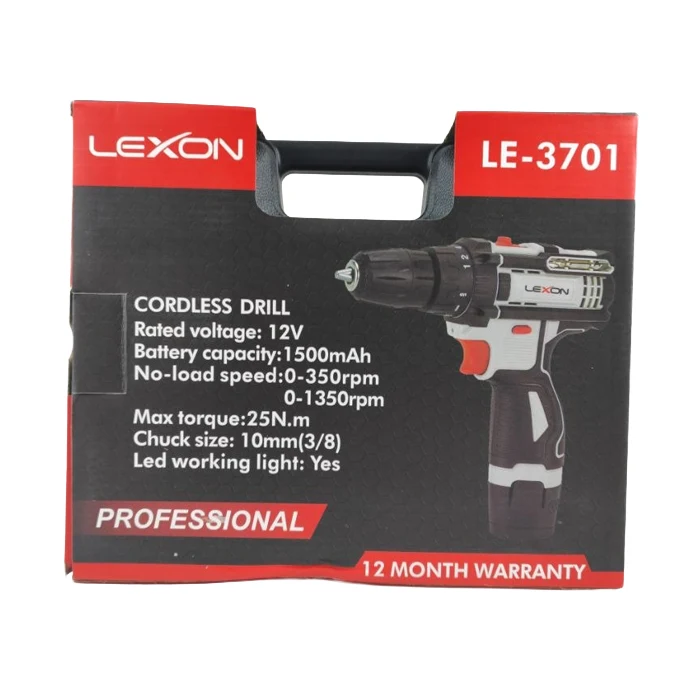 دریل شارژی لکسون 12 ولت دو باتری مدل LE-3701 - تصویر 7